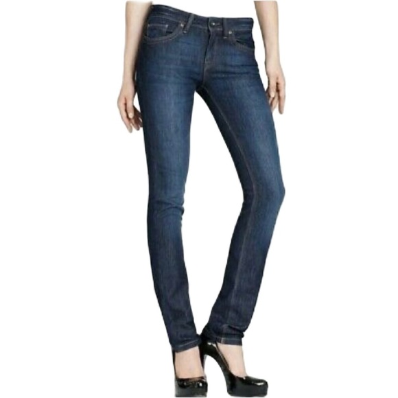 Sz32 DL1961 Karen High Rise Skinny in a Medium Blue wash In GUC - Picture 1 of 8
